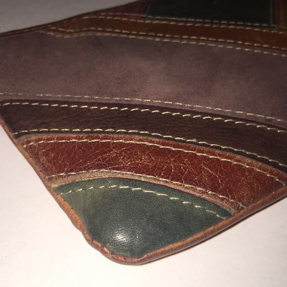 FOSSIL boho colorful patchwork leather wristlet - Picture 4 of 8
